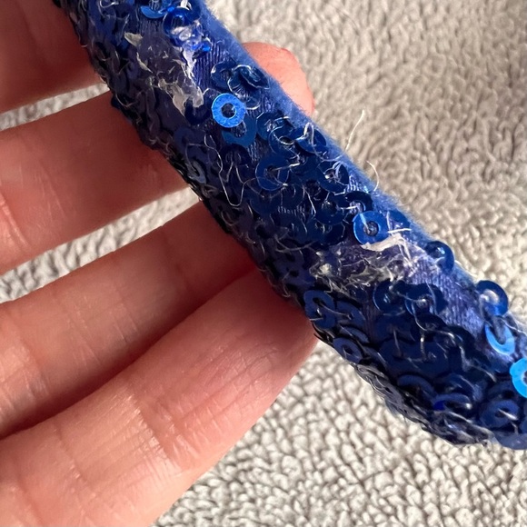 Disney Parks Minnie Mouse Mickey Ears Headband Sequin Stars Blue White Silver - Picture 10 of 12